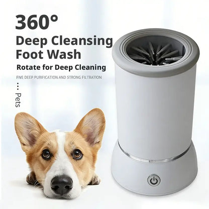 Rechargeable Automatic Electric Pet Paw Cleaner with Soft Silicone Brushes – Portable Foot Washing Cup for Dogs and Cats