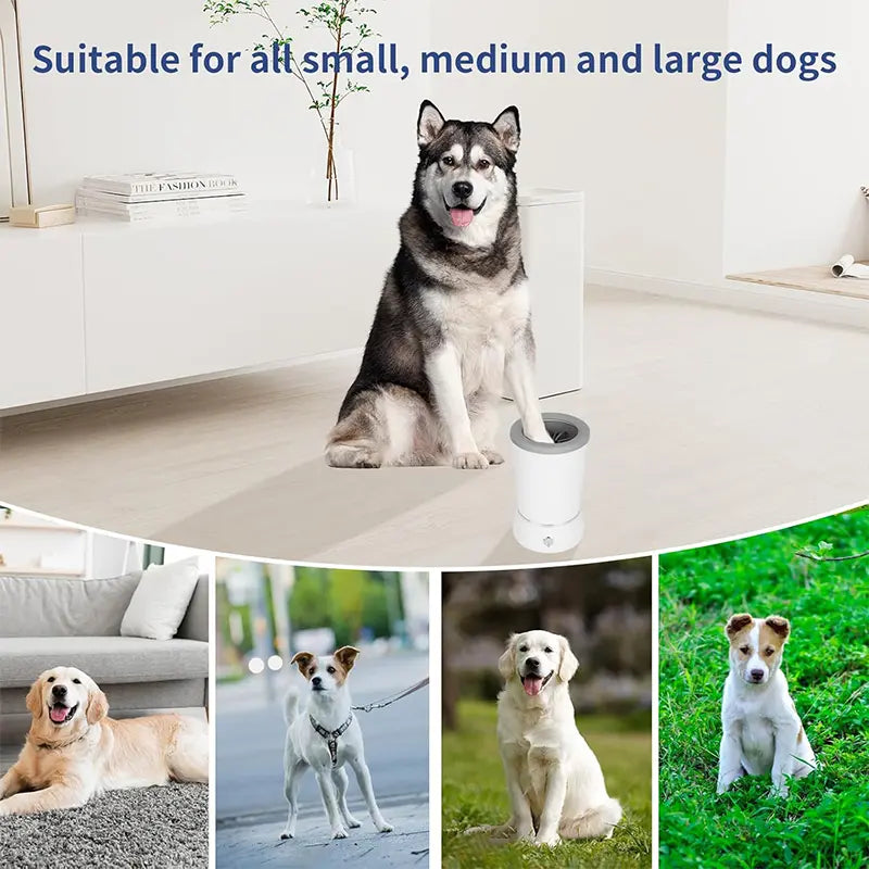 Rechargeable Automatic Electric Pet Paw Cleaner with Soft Silicone Brushes – Portable Foot Washing Cup for Dogs and Cats