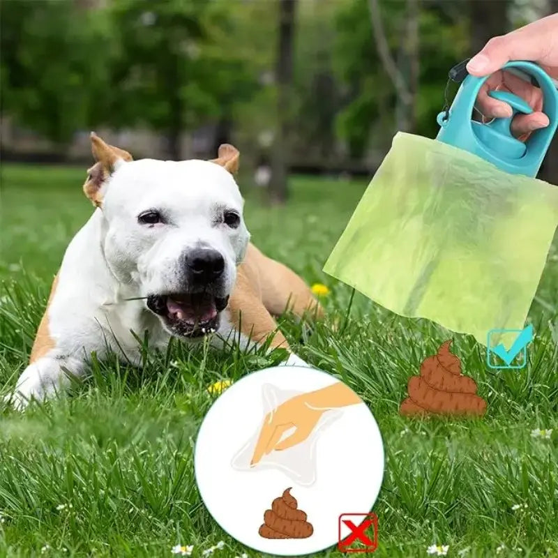 Portable Touchless Dog Waste Scooper with Six Claw Grabber and Trash Bag Roll, Ideal for Small to Medium Dogs Outdoors