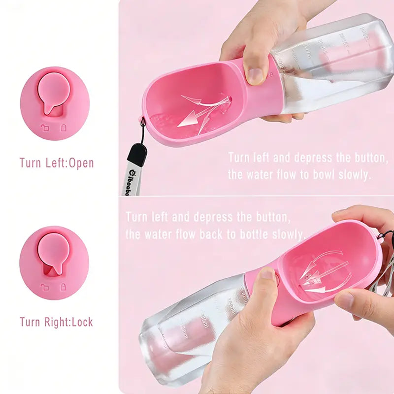 3-in-1 Portable Multifunctional Pet Water Bottle for Dogs with Dual Food and Water Storage, Waste Bag Dispenser, Rechargeable Flexible Shaft, Bat Dragon Plush Toy, Chirping Flapping Bird, Custom 3D Holographic Memorial Box, and Interactive Bungee