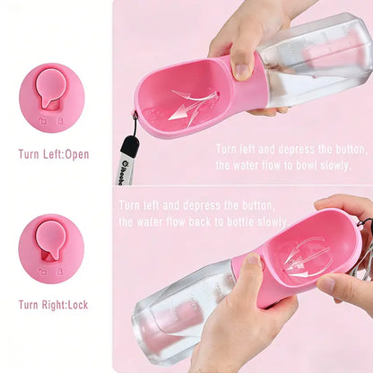 3-in-1 Portable Multifunctional Pet Water Bottle for Dogs with Dual Food and Water Storage, Waste Bag Dispenser, Rechargeable Flexible Shaft, Bat Dragon Plush Toy, Chirping Flapping Bird, Custom 3D Holographic Memorial Box, and Interactive Bungee