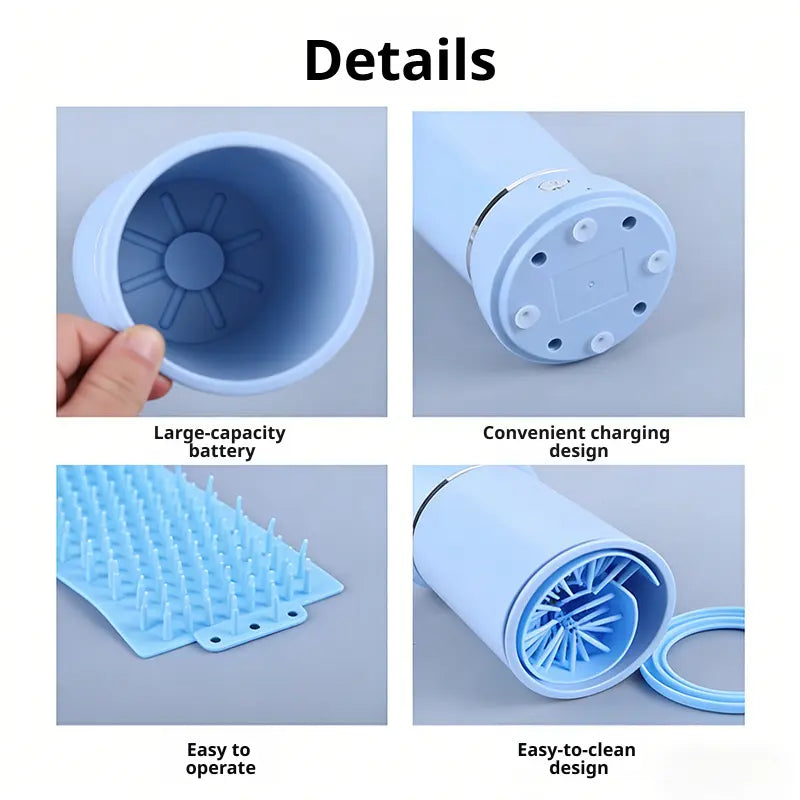 Rechargeable Automatic Electric Pet Paw Cleaner with Soft Silicone Brushes – Portable Foot Washing Cup for Dogs and Cats