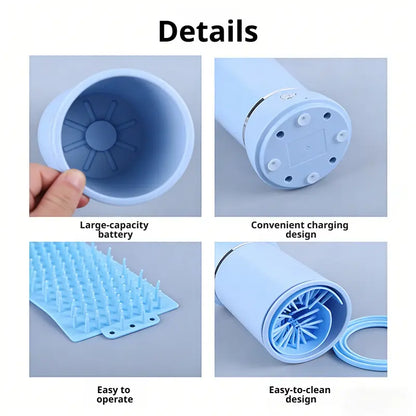 Rechargeable Automatic Electric Pet Paw Cleaner with Soft Silicone Brushes – Portable Foot Washing Cup for Dogs and Cats