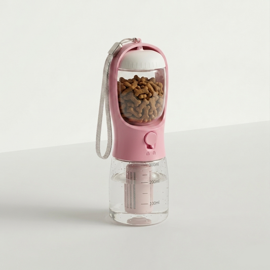 3-in-1 Portable Pet Water Bottle with Food and Water Storage