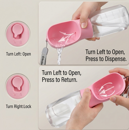 3-in-1 Portable Pet Water Bottle with Food and Water Storage