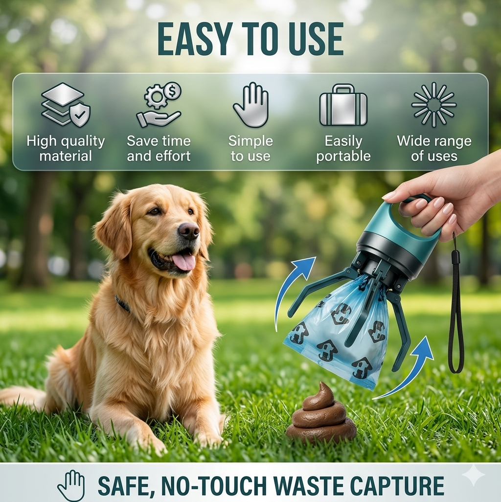 Touchless Dog Waste Grabber and Trash Bag Roll