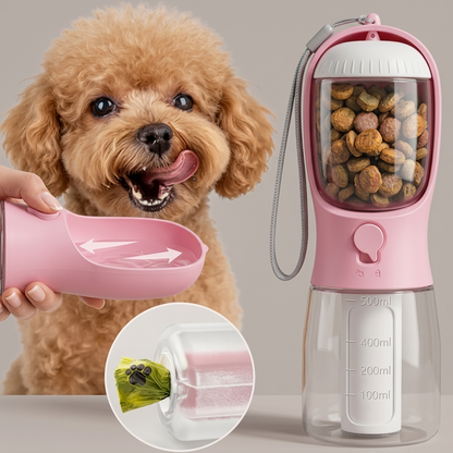 3-in-1 Portable Pet Water Bottle with Food and Water Storage