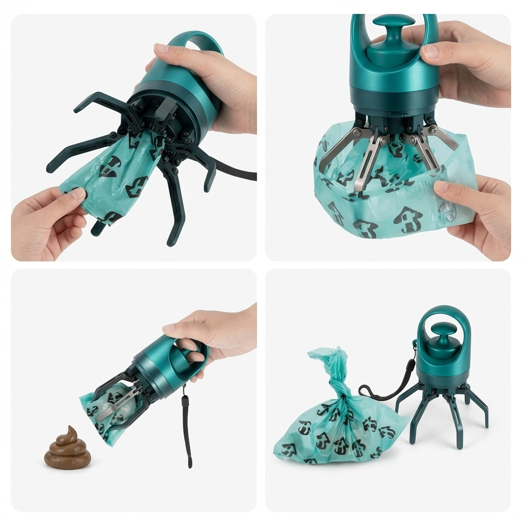 Touchless Dog Waste Grabber and Trash Bag Roll